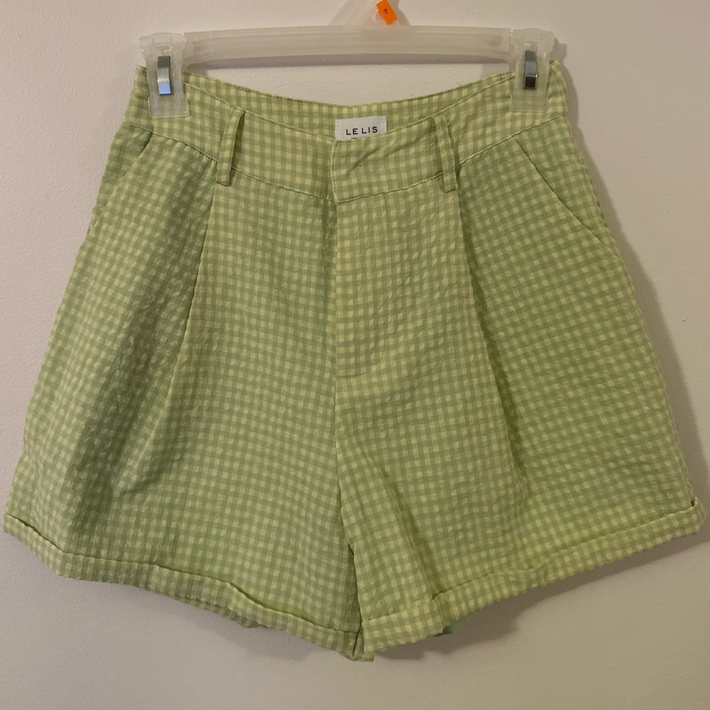 LELIS Collection lime gingham shorts